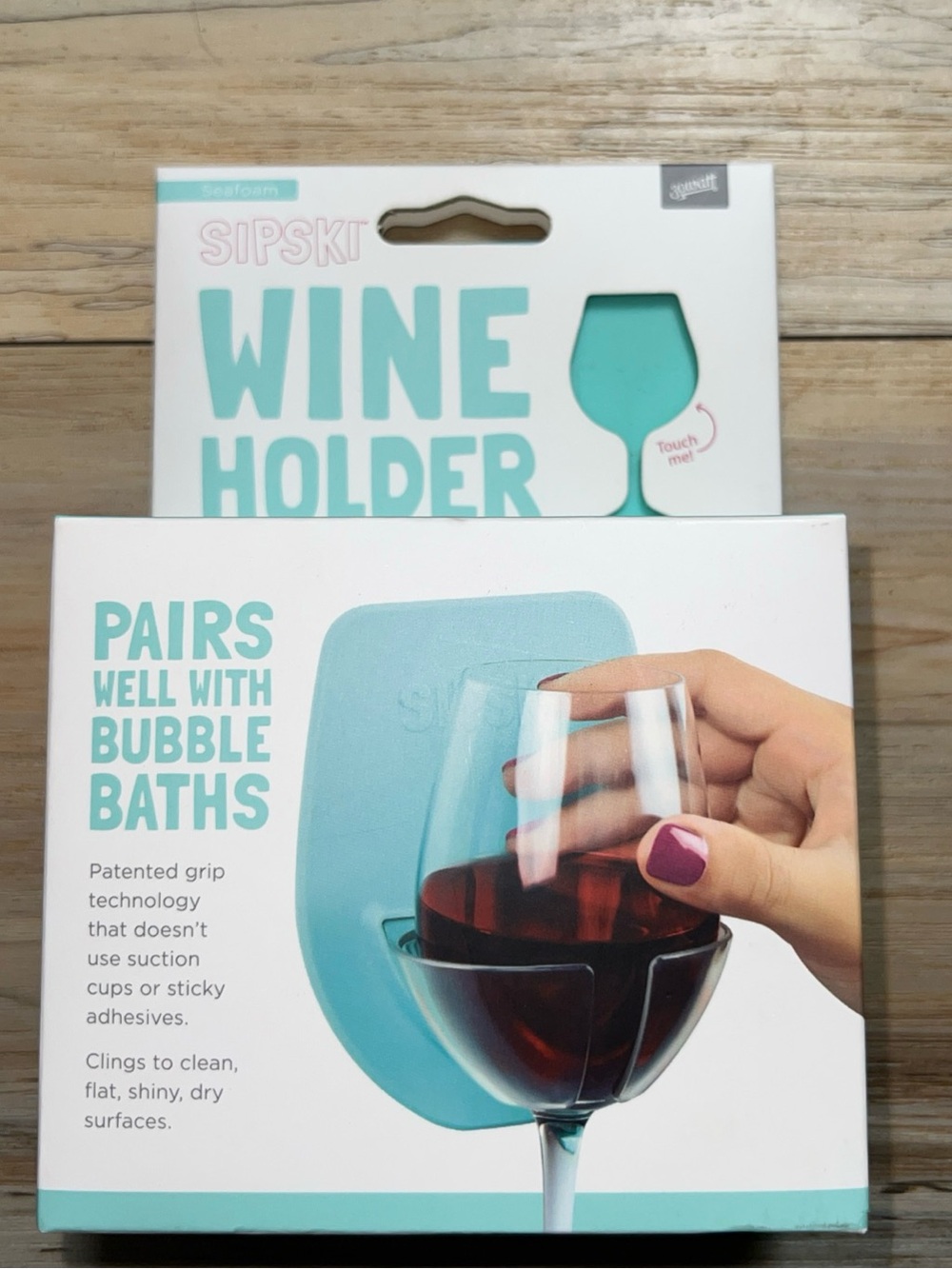 NEW-Silicone Green Wine Glass Holder for Bath & Shower, No Adhesive Needed